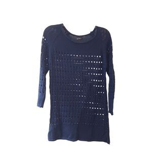 Hannah Midnight Blue Open-Knit Sweater